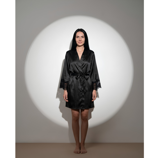 SILICIOUS CAPE SATIN BELTED ROBE