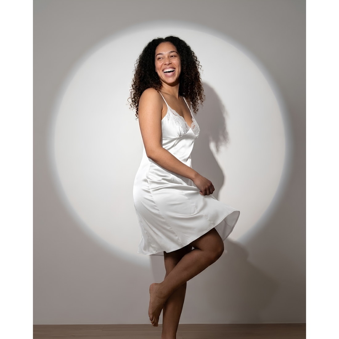 SILICIOUS CAPE SATIN SLIP DRESS