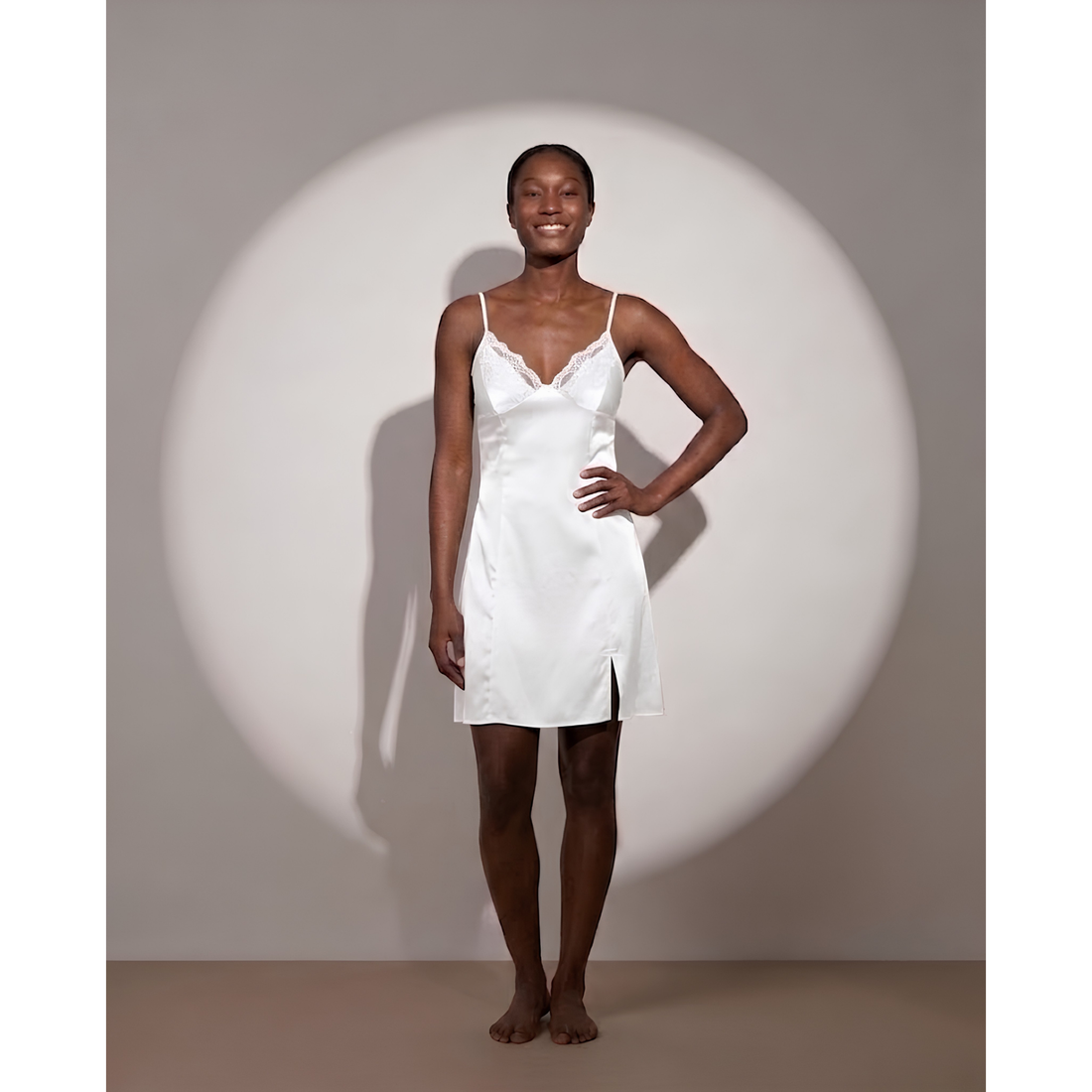 SILICIOUS CAPE SATIN SLIP DRESS