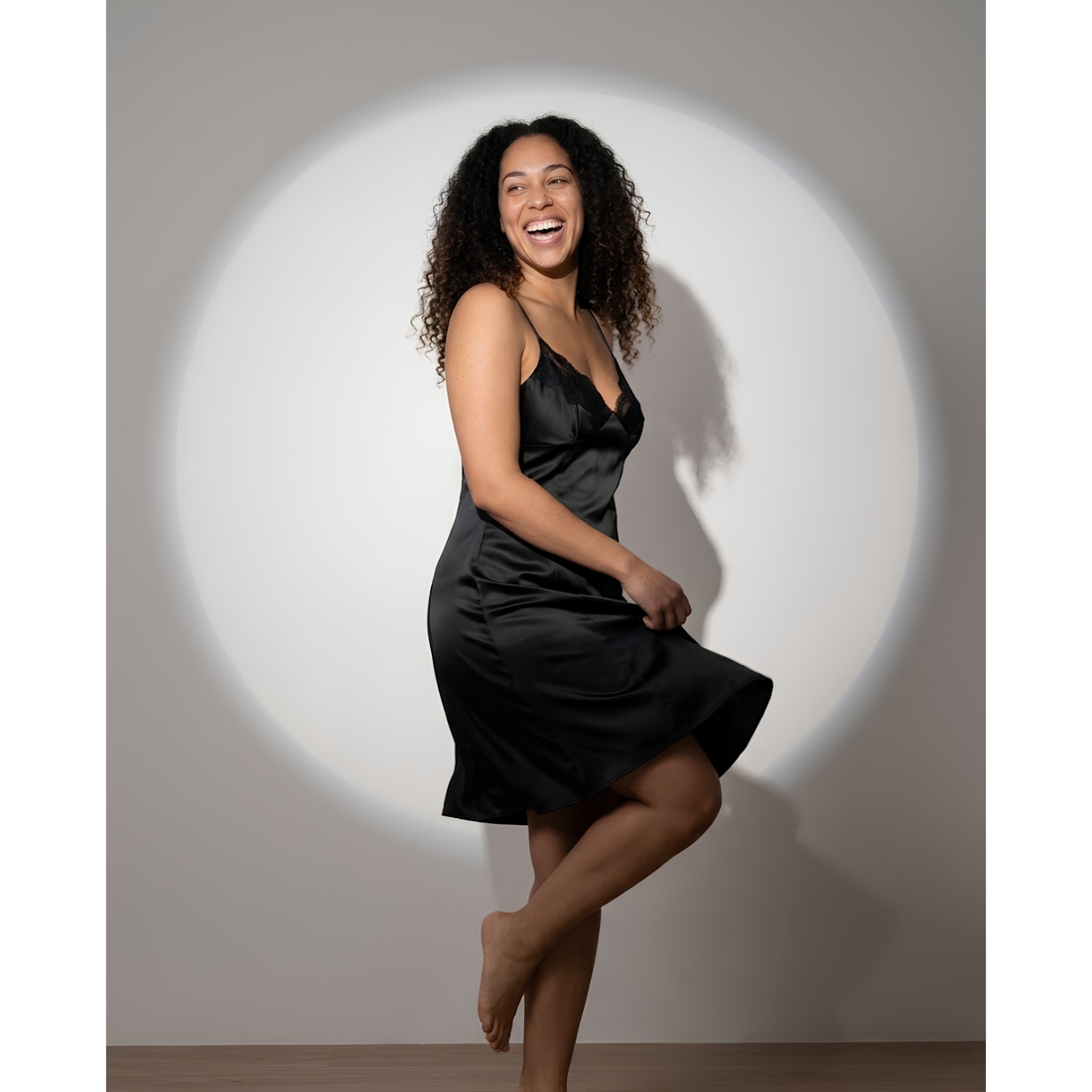 SILICIOUS CAPE SATIN SLIP DRESS