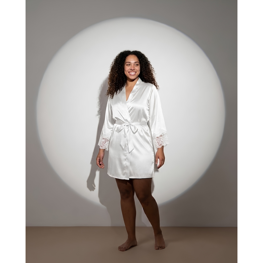 SILICIOUS CAPE SATIN BELTED ROBE