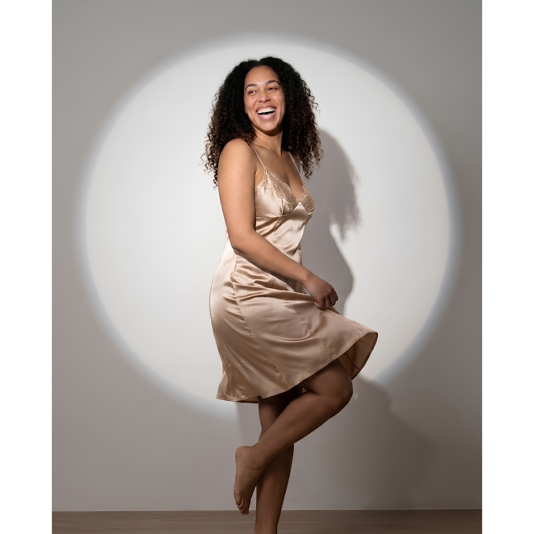 SILICIOUS CAPE SATIN SLIP DRESS