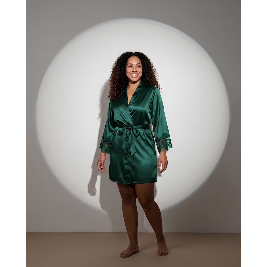 SILICIOUS CAPE SATIN BELTED ROBE