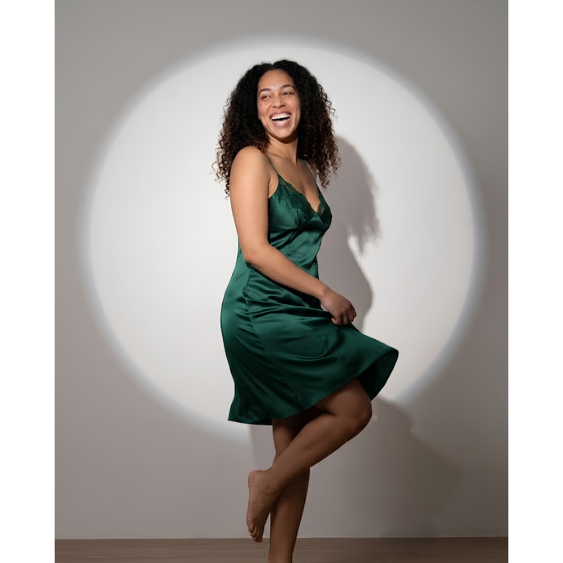 SILICIOUS CAPE SATIN SLIP DRESS