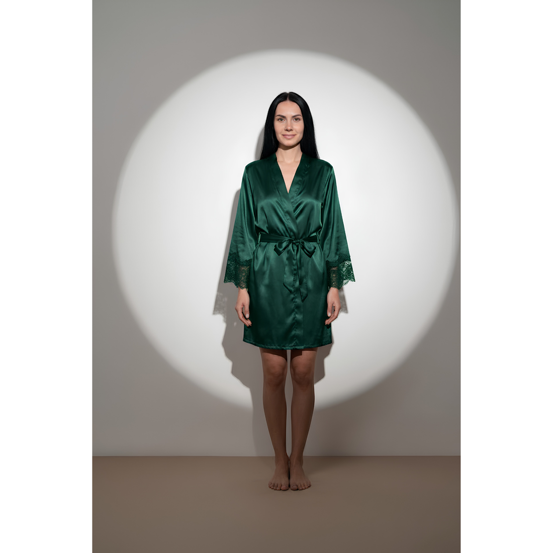 SILICIOUS CAPE SATIN BELTED ROBE