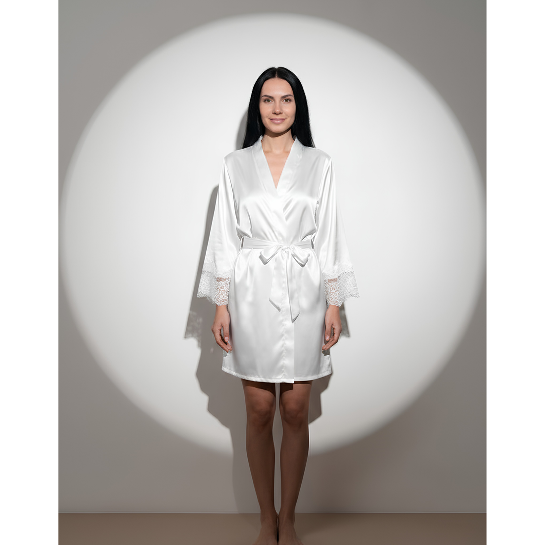 SILICIOUS CAPE SATIN BELTED ROBE
