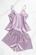 Light Purple Silk Satin Spaghetti Strap Pajama Set
