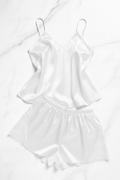 White Silk Satin Spaghetti Strap Pajama Set
