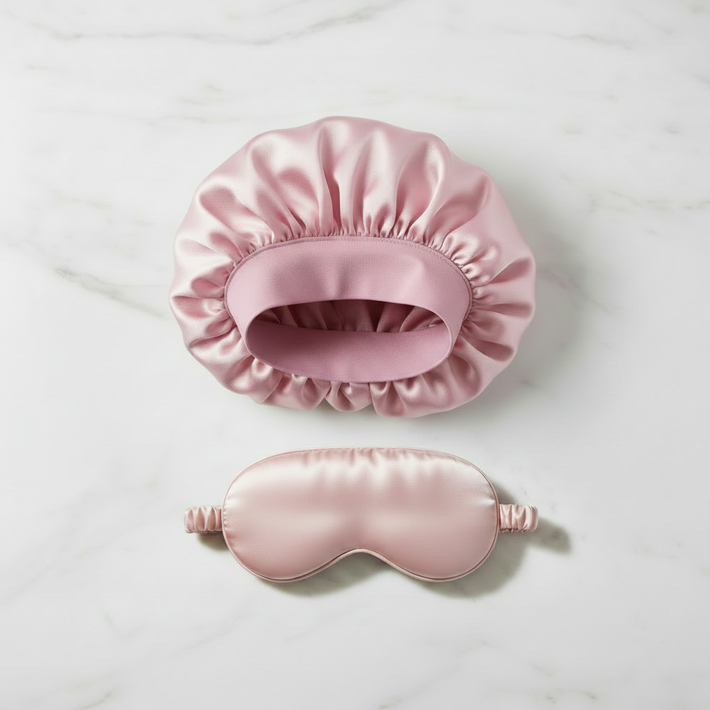 Pink Bonnet and Pink Sleep Mask Bundle