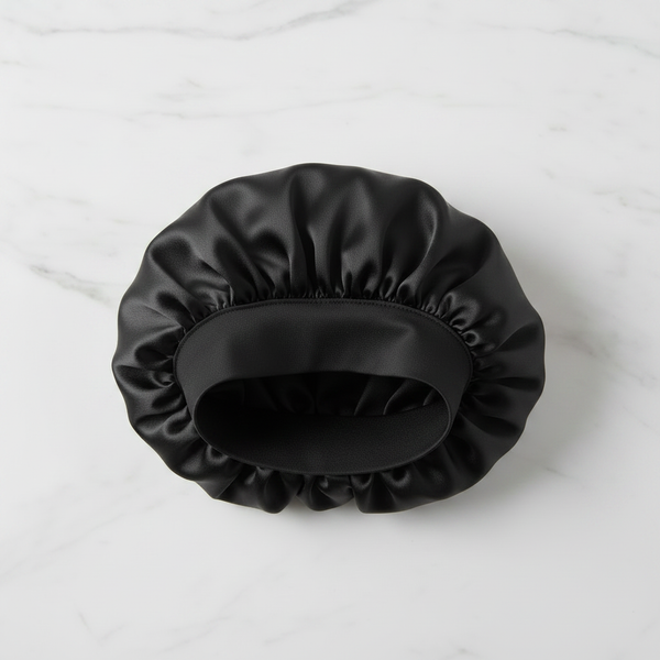 Black Silk Satin Hair Bonnet